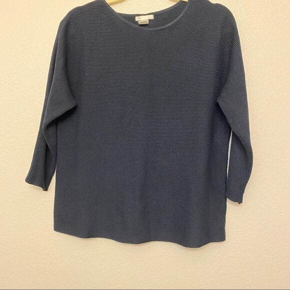 H&M black cropped ribbed wool blend crew neck sweater-S - Picture 2 of 9